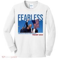 Fearless America Needs President Trump 2024 Kids Long Sleeve Shirt thumb 0