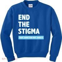 Fight Addiction Not Addicts End The Stigma Awareness Gift Kids Sweatshirt thumb 0