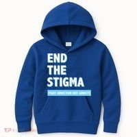 Fight Addiction Not Addicts End The Stigma Awareness Gift Kids Hoodie thumb 0