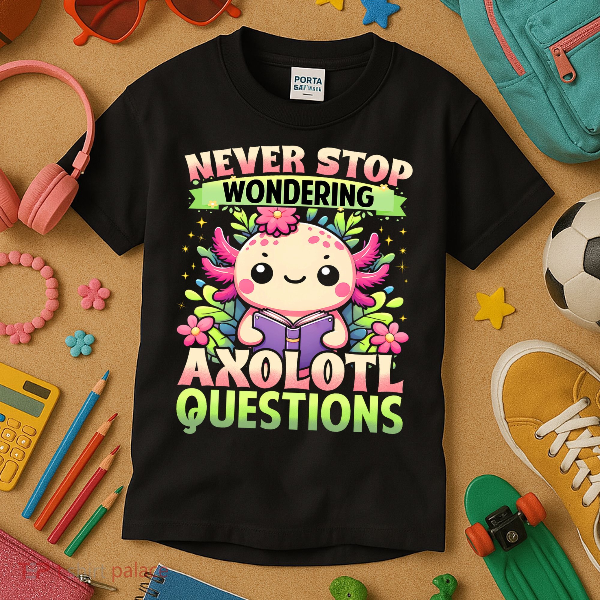 Funny Axolotl Never Stop Wondering Axolotl Questions  Kids T-Shirt