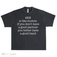 Funny Adult Novelty Euchre Urban Oversized Heavyweight T-Shirt thumb 0