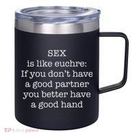 Funny Adult Novelty Euchre 12oz Stainless Steel Coffee Mug thumb 0