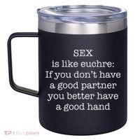 Funny Adult Novelty Euchre 12oz Stainless Steel Coffee Mug thumb 2