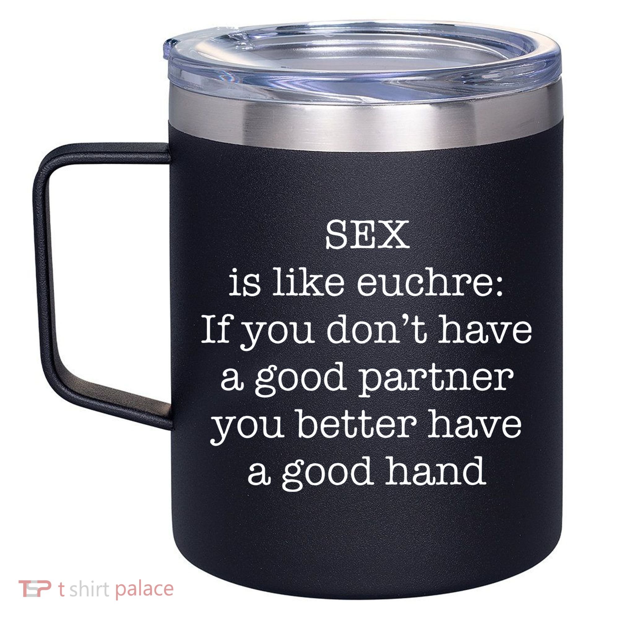 Funny Adult Novelty Euchre 12oz Stainless Steel Coffee Mug