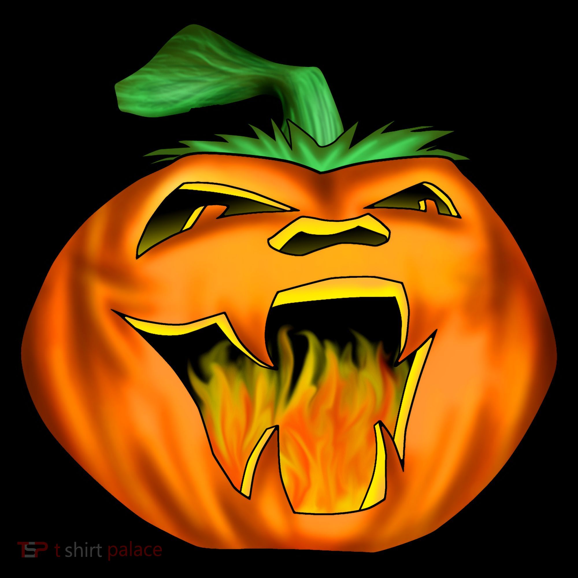 Fanged Fire Jack O' Lantern Pumpkin Halloween Doggie Tank