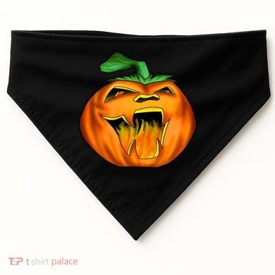 Fanged Fire Jack O' Lantern Pumpkin Halloween USA-Made Doggie Bandana