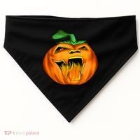 Fanged Fire Jack O' Lantern Pumpkin Halloween USA-Made Doggie Bandana thumb 0