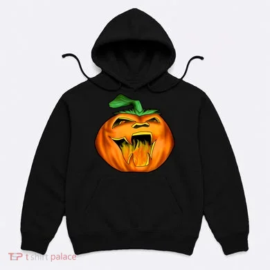 Fanged Fire Jack O' Lantern Pumpkin Halloween Hoodie