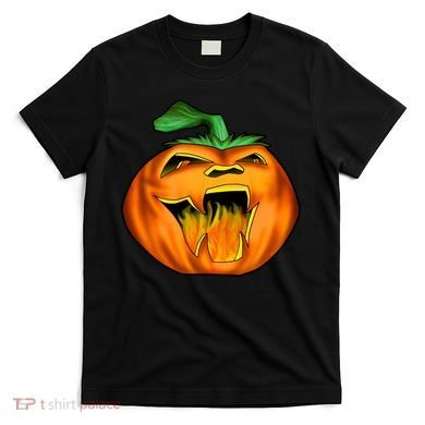 Fanged Fire Jack O' Lantern Pumpkin Halloween T-Shirt