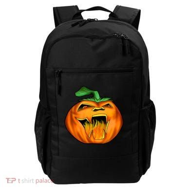 Fanged Fire Jack O' Lantern Pumpkin Halloween Backpack