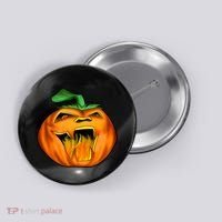 Fanged Fire Jack O' Lantern Pumpkin Halloween Button thumb 0