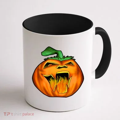 Fanged Fire Jack O' Lantern Pumpkin Halloween Coffee Mug back
