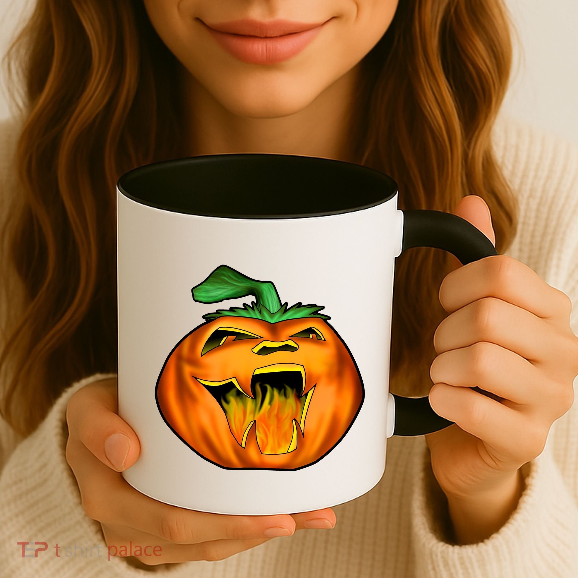 Fanged Fire Jack O' Lantern Pumpkin Halloween Coffee Mug