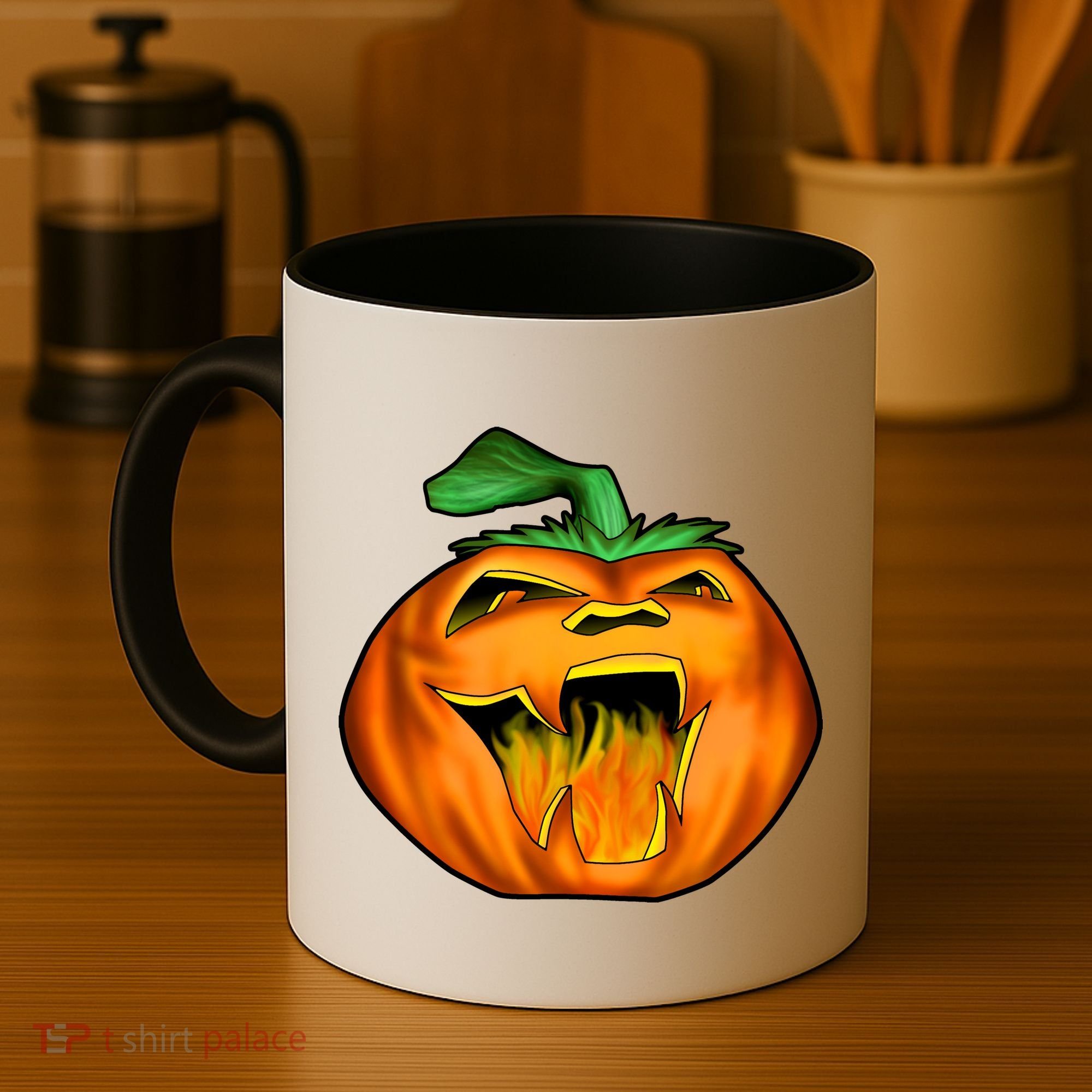 Fanged Fire Jack O' Lantern Pumpkin Halloween Coffee Mug