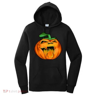 Fanged Fire Jack O' Lantern Pumpkin Halloween Women's Hoodie