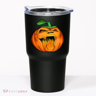 Fanged Fire Jack O' Lantern Pumpkin Halloween Tumbler