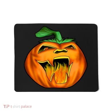 Fanged Fire Jack O' Lantern Pumpkin Halloween Mousepad