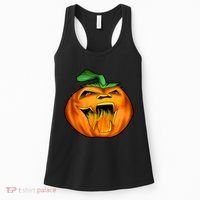 Fanged Fire Jack O' Lantern Pumpkin Halloween Women's Tank Top thumb 0