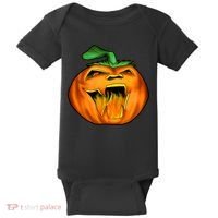 Fanged Fire Jack O' Lantern Pumpkin Halloween Baby Bodysuit thumb 0