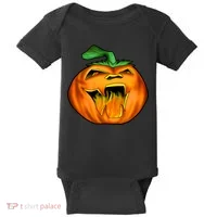 Fanged Fire Jack O' Lantern Pumpkin Halloween Baby Bodysuit thumb 0