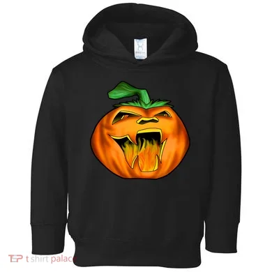 Fanged Fire Jack O' Lantern Pumpkin Halloween Toddler Hoodie