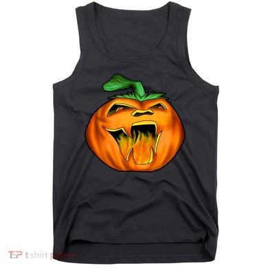 Fanged Fire Jack O' Lantern Pumpkin Halloween Tank Top