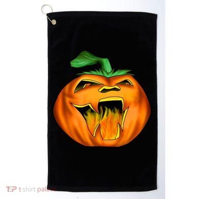 Fanged Fire Jack O' Lantern Pumpkin Halloween Golf Towel