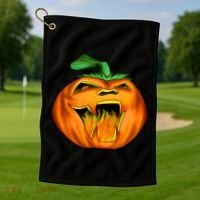 Fanged Fire Jack O' Lantern Pumpkin Halloween Golf Towel thumb 1
