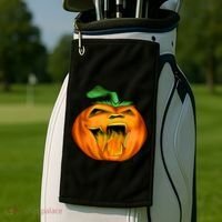 Fanged Fire Jack O' Lantern Pumpkin Halloween Golf Towel thumb 2