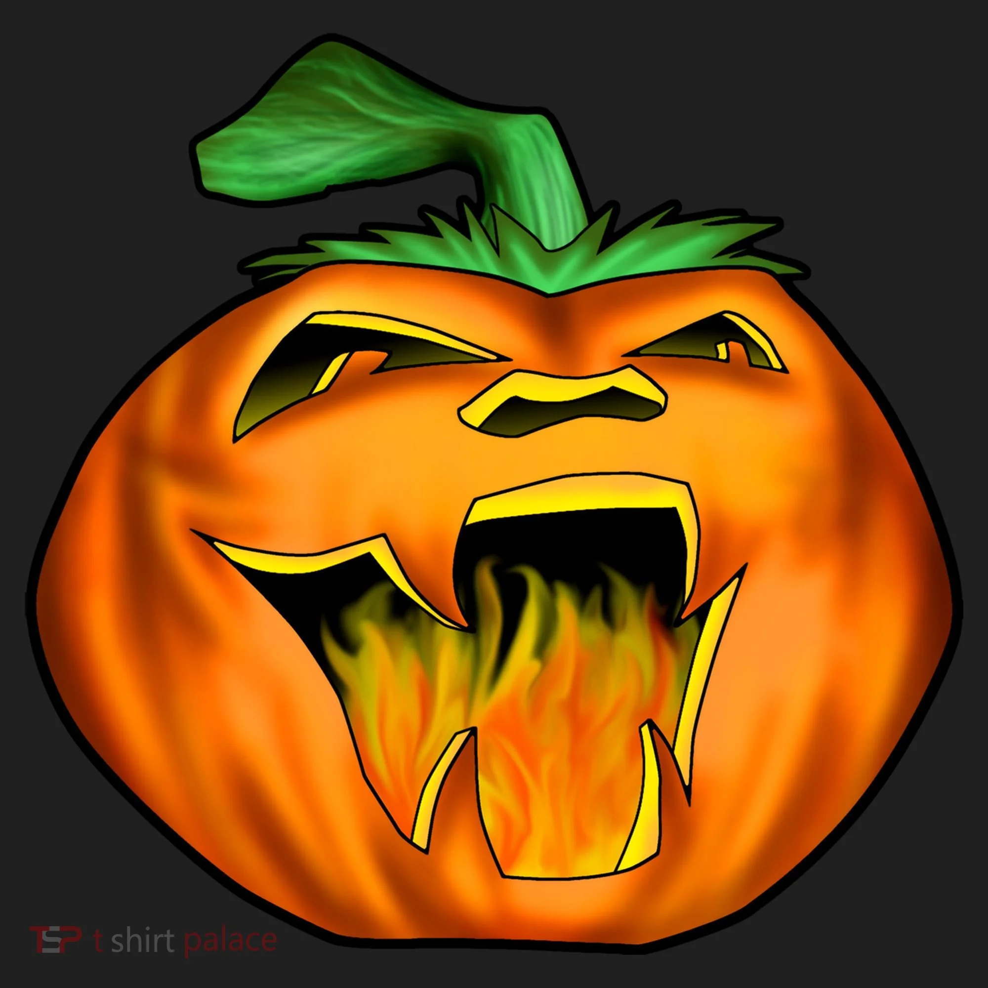 Fanged Fire Jack O' Lantern Pumpkin Halloween Golf Towel