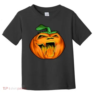 Fanged Fire Jack O' Lantern Pumpkin Halloween Toddler T-Shirt