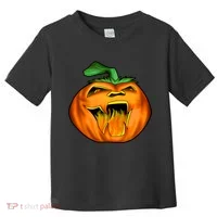 Fanged Fire Jack O' Lantern Pumpkin Halloween Toddler T-Shirt thumb 0
