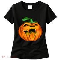 Fanged Fire Jack O' Lantern Pumpkin Halloween Women's T-Shirt thumb 0