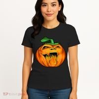 Fanged Fire Jack O' Lantern Pumpkin Halloween Women's T-Shirt thumb 4