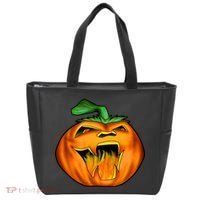 Fanged Fire Jack O' Lantern Pumpkin Halloween Tote Bag thumb 0