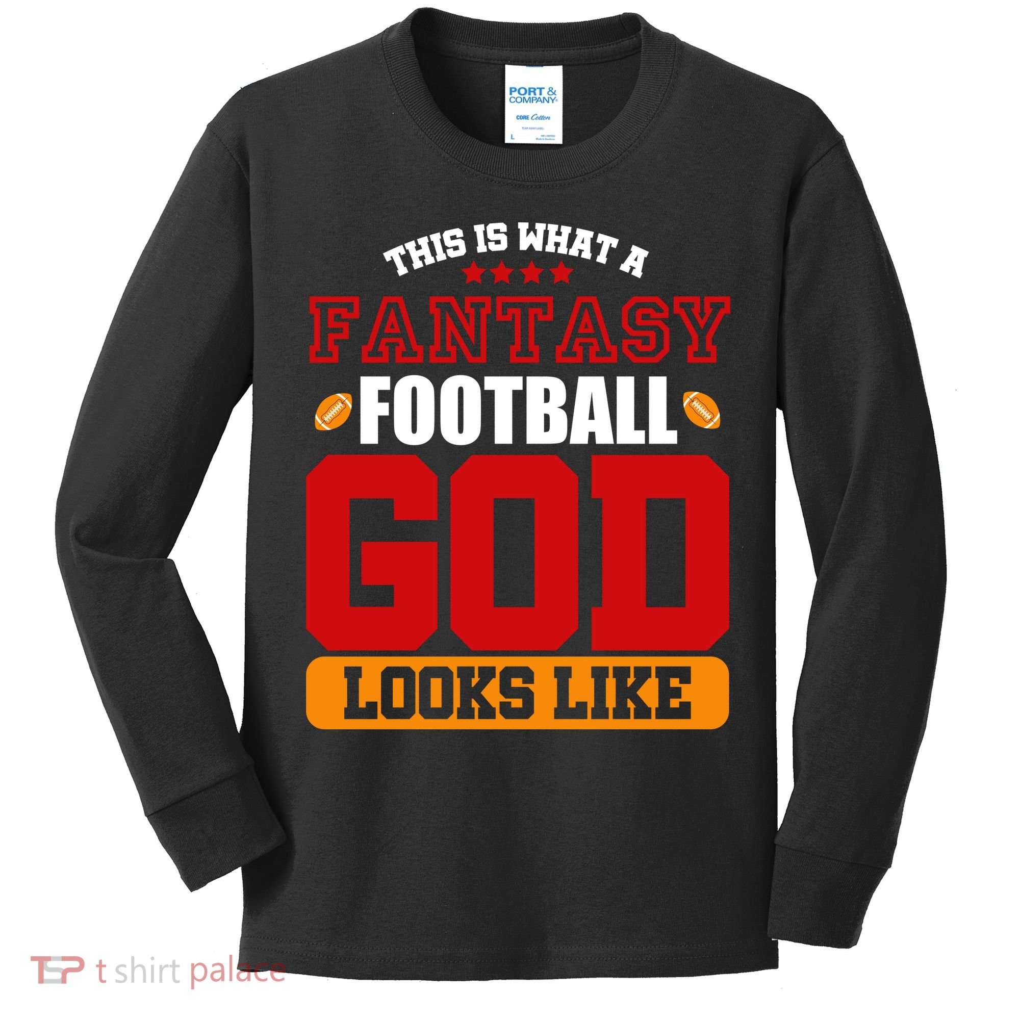 Fantasy Football God Kids Long Sleeve Shirt