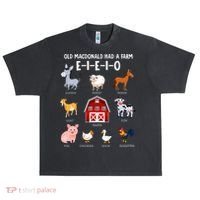 Farm Animals Old MacDonald Had A Farm EIEIO Urban Oversized Heavyweight T-Shirt thumb 0