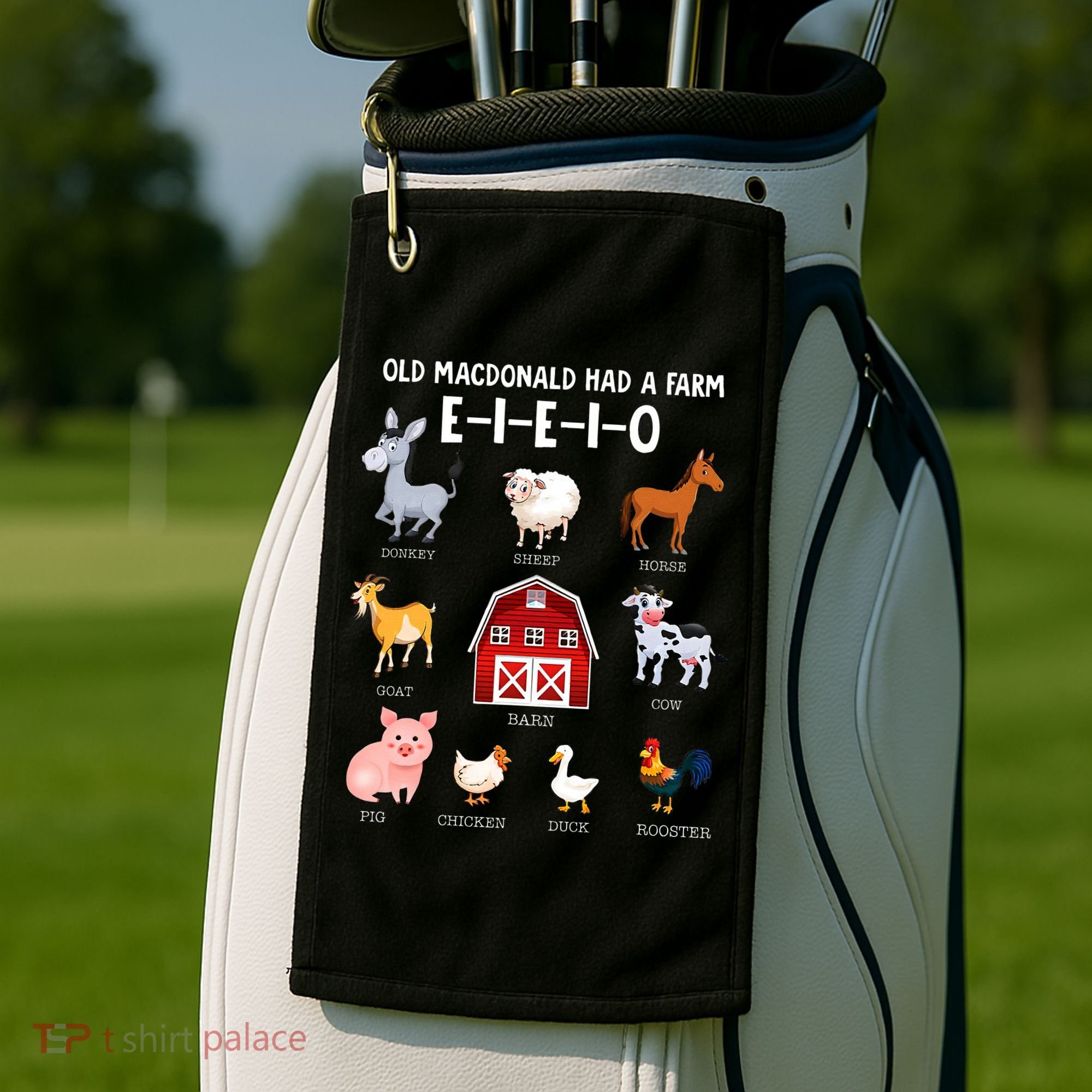 Farm Animals Old MacDonald Had A Farm EIEIO Golf Towel