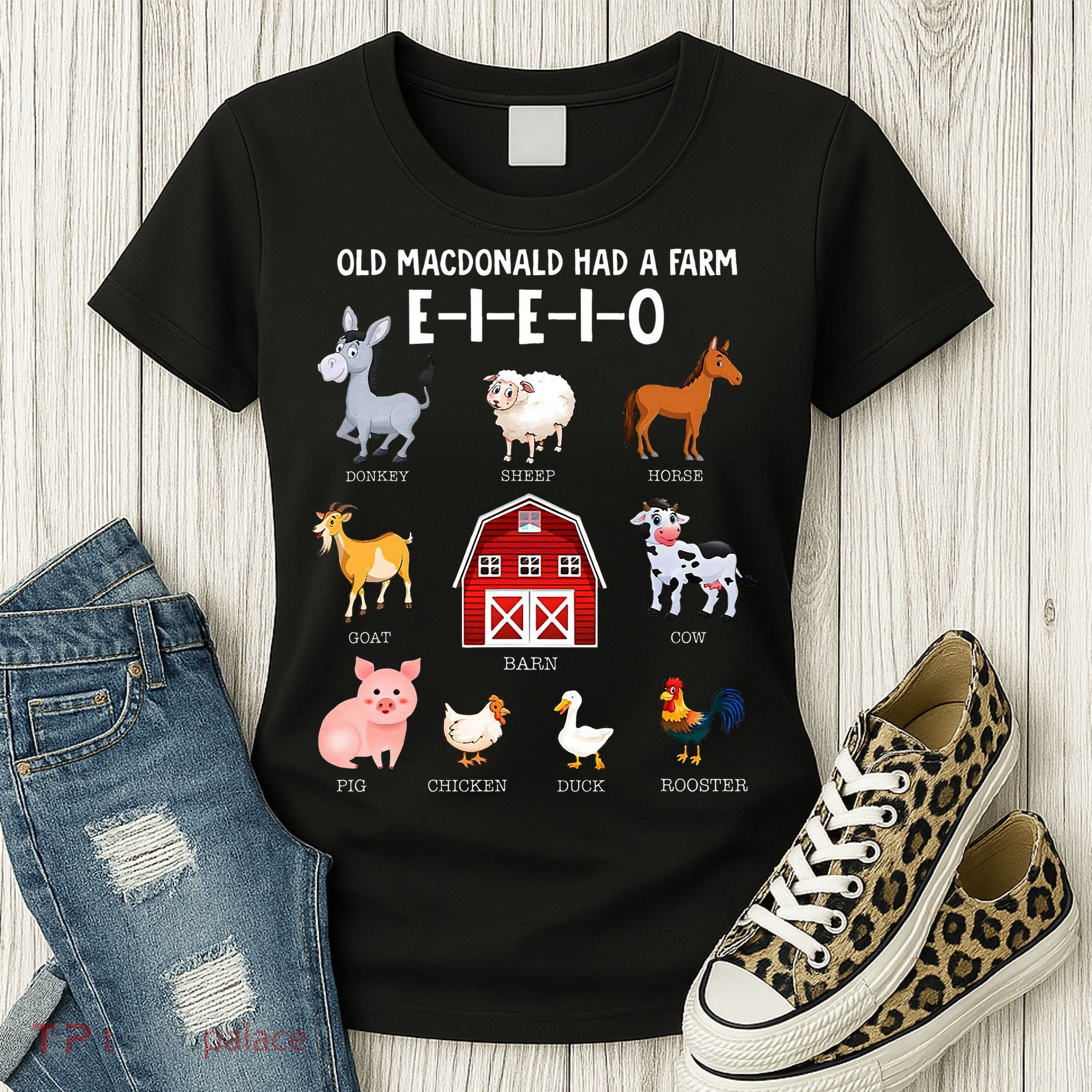 Farm Animals Old MacDonald Had A Farm EIEIO Women's T-Shirt