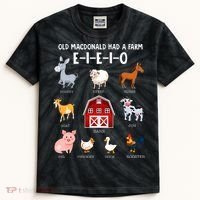 Farm Animals Old MacDonald Had A Farm EIEIO Kids Tie-Dye T-Shirt thumb 0