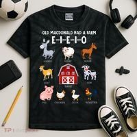 Farm Animals Old MacDonald Had A Farm EIEIO Kids Tie-Dye T-Shirt thumb 2