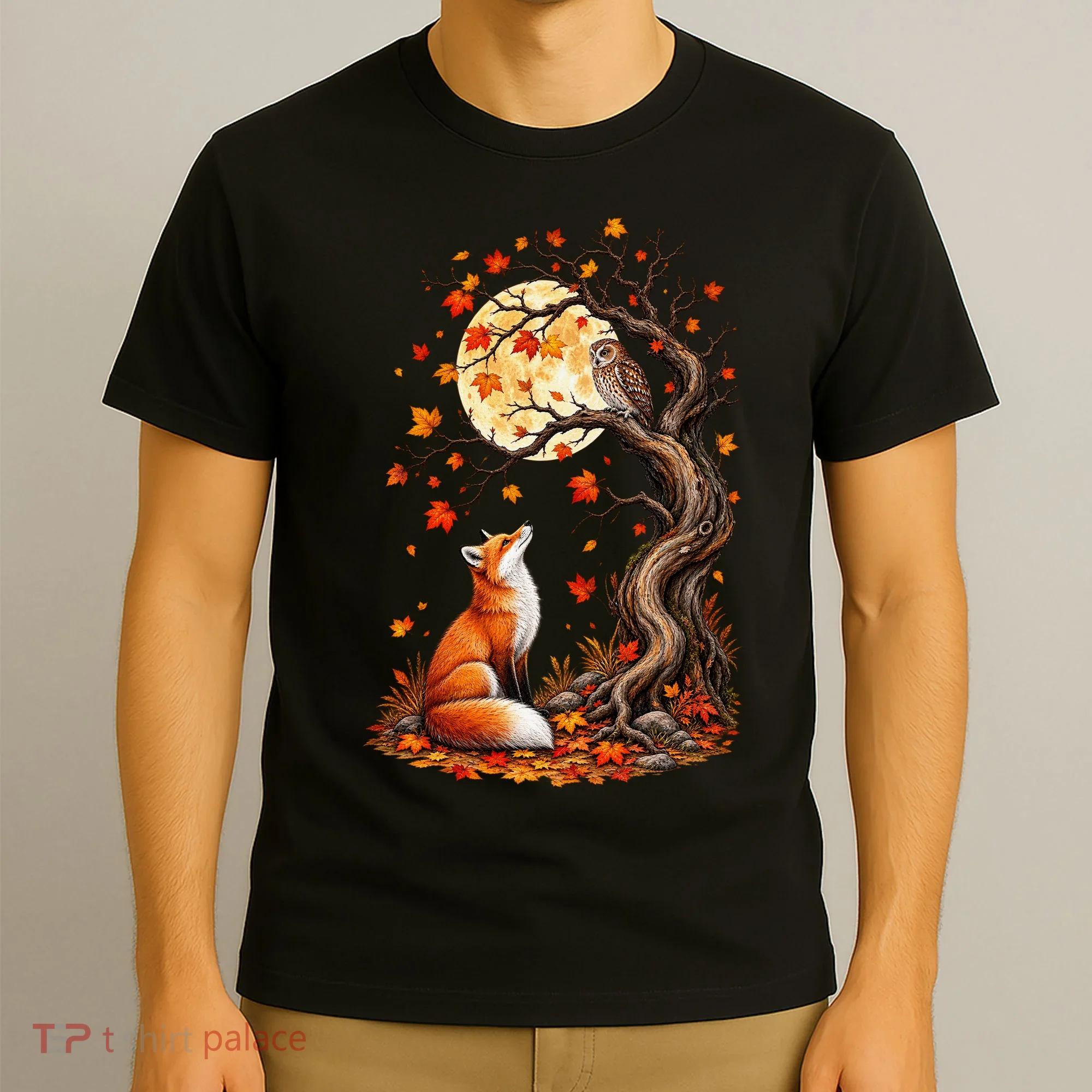 Fox And Owl Autumn Fall T-Shirt