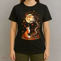 Fox And Owl Autumn Fall T-Shirt thumb 4