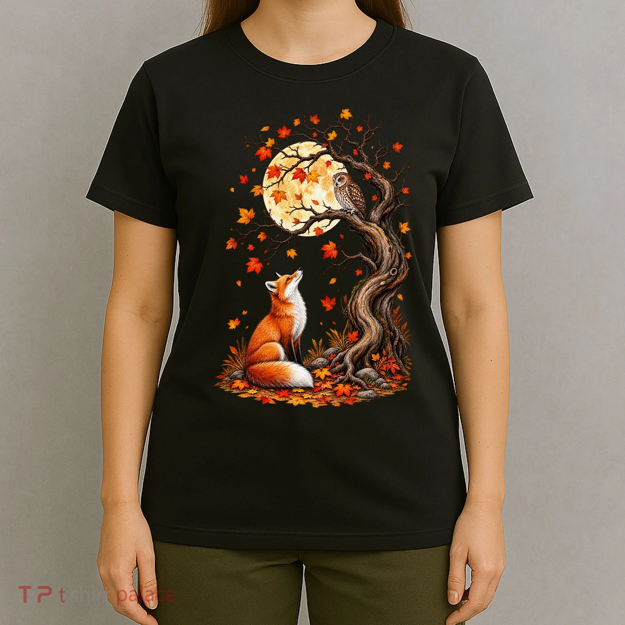 Fox And Owl Autumn Fall T-Shirt