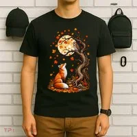 Fox And Owl Autumn Fall T-Shirt thumb 6