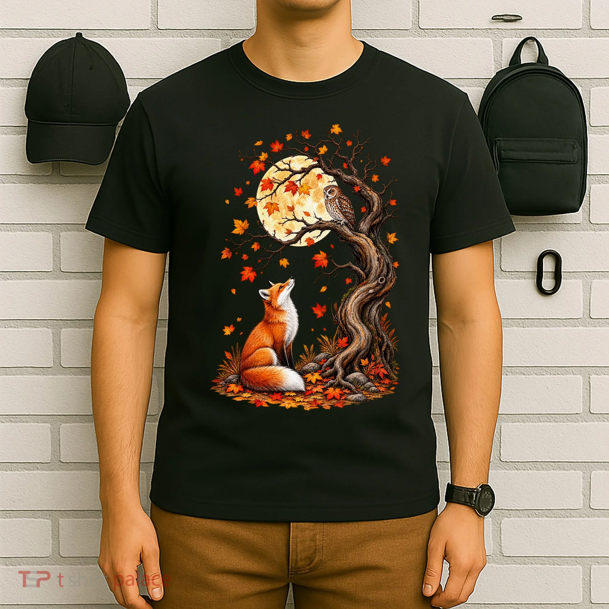 Fox And Owl Autumn Fall T-Shirt