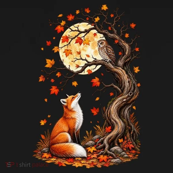 Fox And Owl Autumn Fall Bucket Hat