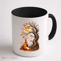 Fox And Owl Autumn Fall Coffee Mug thumb 1