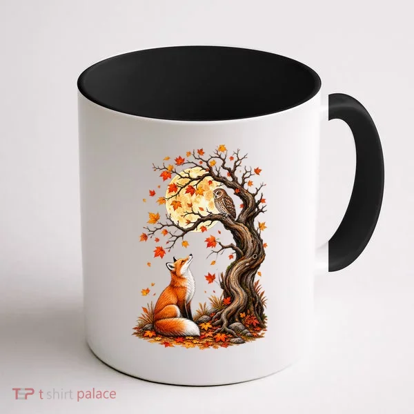 Fox And Owl Autumn Fall Coffee Mug