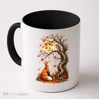 Fox And Owl Autumn Fall Coffee Mug thumb 0